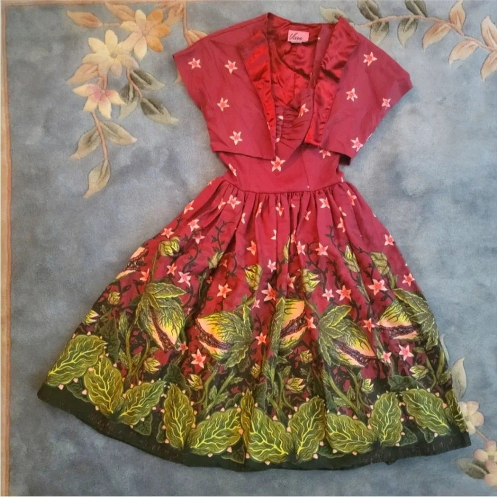 RARE Vixen Tropical Terror Swing Dress in Maneating Monster Print Venus Flytrap